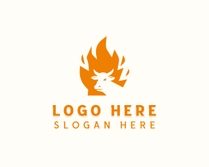 Cow - Steakhouse BBQ Flame logo design