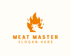 Steakhouse BBQ Flame logo design