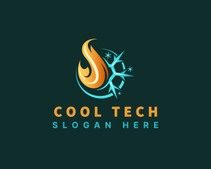 Fridge - Snowflake Heat Temperature logo design