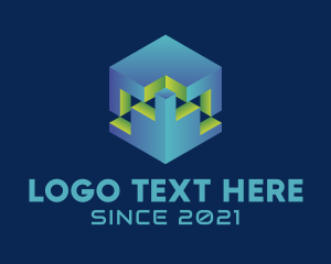 Cyberspace - Digital 3D Cube Software logo design