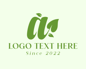 Vegan - Leaf Gardening Letter A logo design