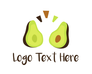 Vegan - Organic Avocado Halves logo design