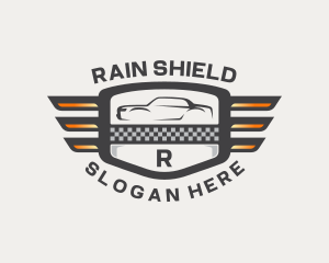 Racing Car Vehicle Shield logo design