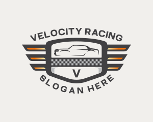 Racing Car Vehicle Shield logo design