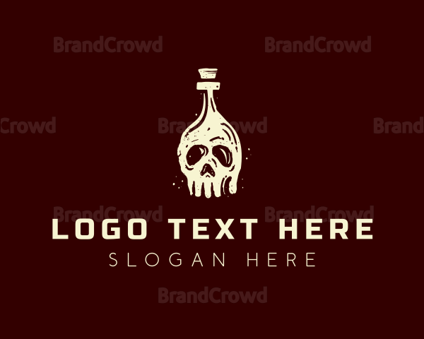 Skull Bottle Beverage Logo
