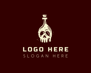 Skull Bottle Beverage Logo