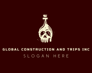 Skull Bottle Beverage logo design