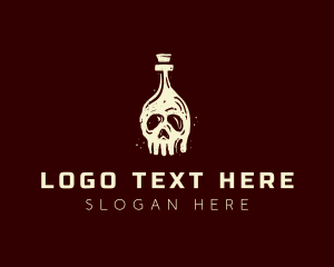 Skull Bottle Beverage Logo