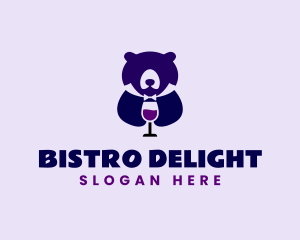 Bear Wine Glass logo design