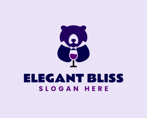 Bartender - Bear Wine Glass logo design