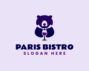 Bear Wine Glass logo design