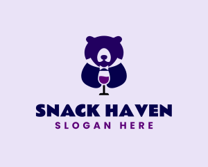 Bear Wine Glass logo design