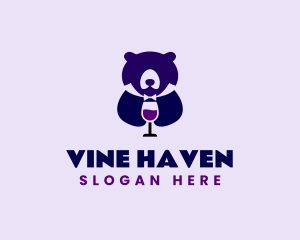 Bear Wine Glass logo design