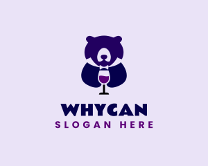 Cocktail - Bear Wine Glass logo design