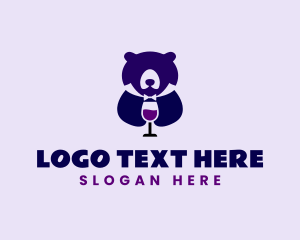 Purple - Bear Wine Glass logo design