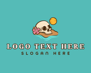 Seashore - Beach Summer Skull logo design