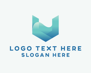 Alphabet - Elegant U Wave logo design