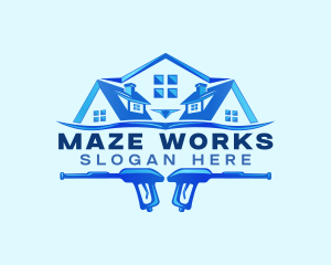 Roof Power Wash Cleaning logo design