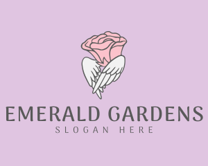 Winged Rose Flower logo design