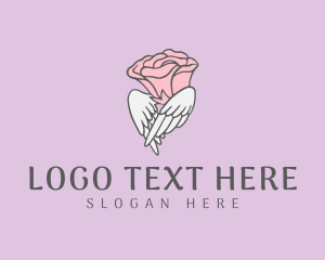 Rose - Winged Rose Flower logo design