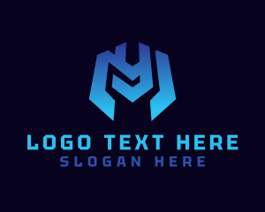 Monogram - Modern Metallic Shield logo design