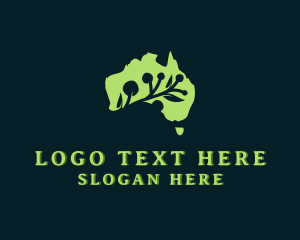 Australian - Wattle Floral Map logo design