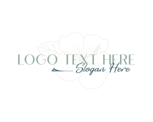 Resort - Hibiscus Flower Wordmark logo design