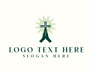 Spiritual - Prayer Hand Cross logo design