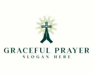 Prayer Hand Cross logo design