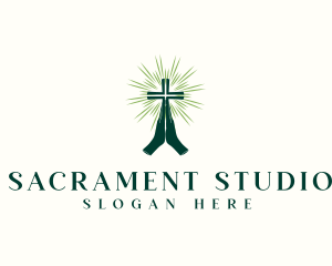 Sacrament - Prayer Hand Cross logo design