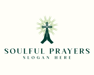 Prayer Hand Cross logo design