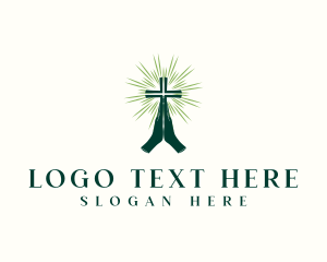 Hand - Prayer Hand Cross logo design