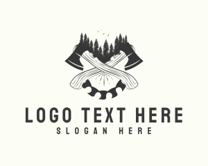 Forest - Saw Blade Axe Wood Cutting logo design