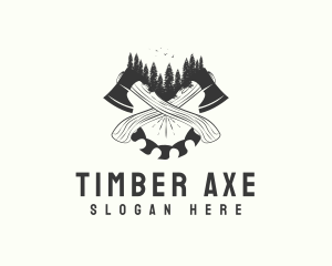 Saw Blade Axe Wood Cutting logo design