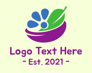 Purple Flower - Nature Salad Bowl logo design