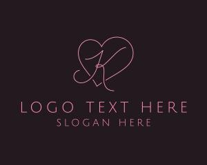 Initial - Beauty Heart Letter K logo design