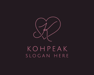 Beauty Heart Letter K logo design