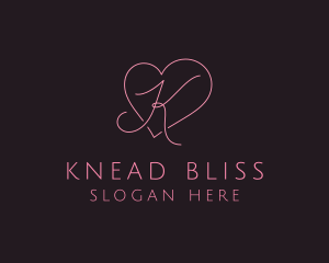 Beauty Heart Letter K logo design