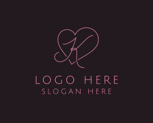 Studio - Beauty Heart Letter K logo design
