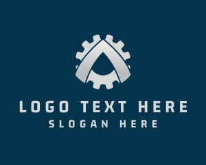 Silver - Metal Factory Gear Letter A logo design