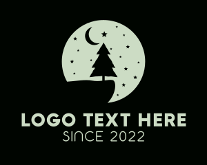 Christmas Tree - Christmas Night Moon logo design