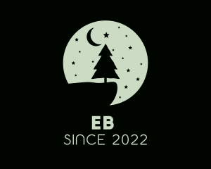 Pine Tree - Christmas Night Moon logo design