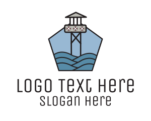 Swimming - Lifeguard Tower Sea logo design