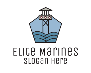 Marines - Lifeguard Tower Sea logo design