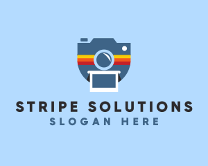 Stripe Polaroid Camera logo design