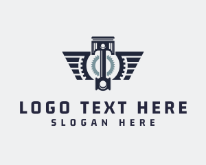 Auto Shop - Piston Wings Mechanic logo design