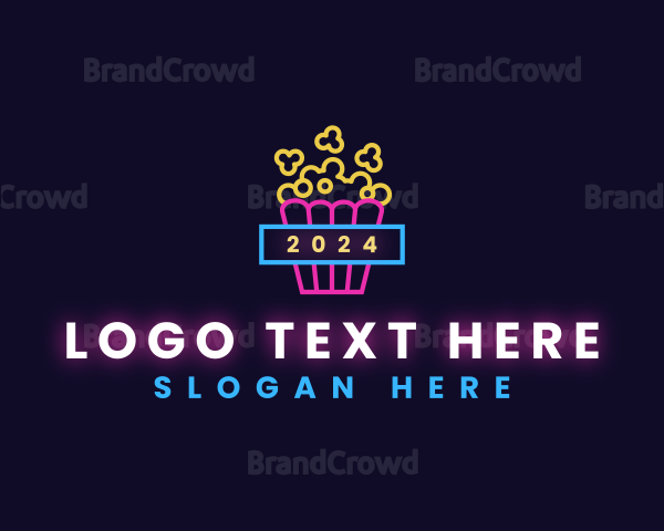 Neon Light Popcorn Logo