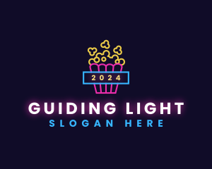 Neon Light Popcorn logo design