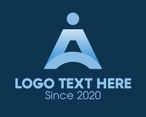 Human - Blue Gradient Human Letter A logo design