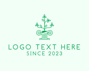 Simple - Green Nature Pillar logo design